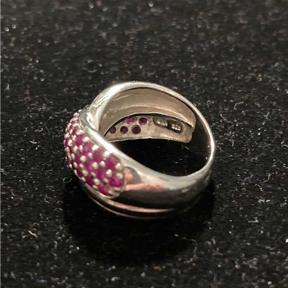 Pranda Sterling Silver Ruby Pave Crossover Ring - image 6